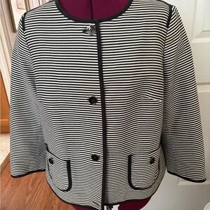 Talbots Black and White Striped Blazer